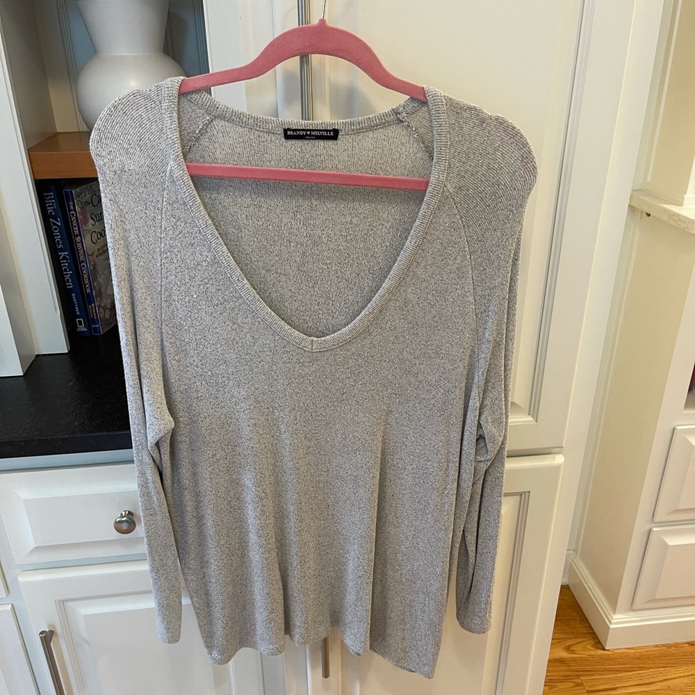 Gray Brandy Melville Sweater Scoop Neck